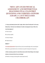 NR511 ADVANCED PHYSICAL&NewLine;ASSESSMENT AND DIFFERENTIAL&NewLine;DIAGNOSIS FINAL EXAM PREP&NewLine;QUESTIONS AND VERIFIED ANSWERS&NewLine;&vert;GRADE A&plus;&vert; JUST RELEASED&period;&NewLine;CHAMBERLAIN