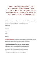 NR511 EXAM 1&colon; DIFFERENTIAL&NewLine;DIAGNOSIS AND PRIMARY CARE&NewLine;CLINICAL PRACTICUM QUESTIONS&NewLine;AND VERIFIED ANSWERS &vert;GRADE A&plus;&vert;&NewLine;JUST RELEASED&period; CHAMBERLAIN