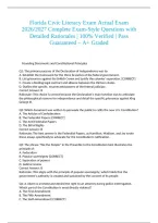 Florida Civic Literacy Exam Actual Exam 2026&sol;2027 Complete Exam-Style Questions with Detailed Rationales &vert; 100&percnt; Verified &vert; Pass Guaranteed &ndash; A&plus; Graded