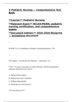 Pediatric Nursing Comprehensive Test Bank Covering Pediatric Assessment Growth and Development Childhood Illnesses Respiratory Cardiovascular Gastrointestinal Neurological Renal Endocrine and Hematological Disorders Nutrition Medication Safety Emergency C
