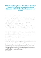NUR 242 Med Surg Exam 3 Actual Exam 2026&sol;2027 Complete Exam-Style Questions with Detailed Rationales &vert; 100&percnt; Verified &vert; Pass Guaranteed &ndash; A&plus; Graded