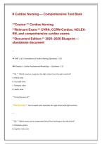 Cardiac Nursing Comprehensive Test Bank Covering Cardiovascular Assessment Electrocardiography Heart Failure Coronary Artery Disease Myocardial Infarction Dysrhythmias Hypertension Cardiac Medications Emergency Care and Essential Nursing Interventions