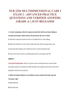 NUR 2356 MULTIDIMENSIONAL CARE I&NewLine;EXAM 2 - ADVANCED PRACTICE&NewLine;QUESTIONS AND VERIFIED ANSWERS&NewLine;&vert;GRADE A&plus;&vert; JUST RELEASED