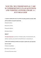 NUR 2356&colon; MULTIDIMENSIONAL CARE&NewLine;II COMPREHENSIVE EXAM QUESTIONS&NewLine;AND VERIFIED ANSWERS &vert;GRADE A&plus;&vert;&NewLine;JUST RELEASED
