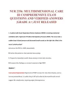 NUR 2356&colon; MULTIDIMENSIONAL CARE&NewLine;III COMPREHENSIVE EXAM&NewLine;QUESTIONS AND VERIFIED ANSWERS&NewLine;&vert;GRADE A&plus;&vert; JUST RELEASED
