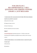 NUR 2356 EXAM 2 -&NewLine;MULTIDIMENSIONAL CARE I&NewLine;QUESTIONS AND VERIFIED ANSWERS&NewLine;&vert;GRADE A&plus;&vert; JUST RELEASED