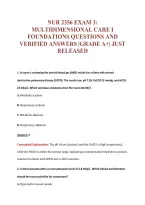 NUR 2356 EXAM 3&colon;&NewLine;MULTIDIMENSIONAL CARE I&NewLine;FOUNDATIONS QUESTIONS AND&NewLine;VERIFIED ANSWERS &vert;GRADE A&plus;&vert; JUST&NewLine;RELEASED
