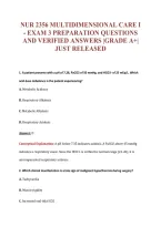 NUR 2356 MULTIDIMENSIONAL CARE I&NewLine;- EXAM 3 PREPARATION QUESTIONS&NewLine;AND VERIFIED ANSWERS &vert;GRADE A&plus;&vert;&NewLine;JUST RELEASED