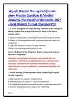 Virginia Disaster Nursing Certification&NewLine;Exam Practice Questions & &lbrack;Verified&NewLine;Answers&rsqb;&comma; Plus Explained Rationales&vert;2027&NewLine;Latest Update&vert; Instant Download PDF