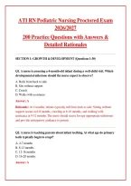 ATI RN Pediatric Nursing Proctored Exam 2026&sol;2027 PDF &ndash; 200 Practice Questions with Answers & Detailed Rationales &vert; Instant Download