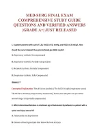 MED-SURG FINAL EXAM&NewLine;COMPREHENSIVE STUDY GUIDE&NewLine;QUESTIONS AND VERIFIED ANSWERS&NewLine;&vert;GRADE A&plus;&vert; JUST RELEASED