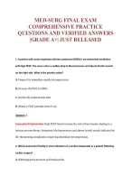 MED-SURG FINAL EXAM&NewLine;COMPREHENSIVE PRACTICE&NewLine;QUESTIONS AND VERIFIED ANSWERS&NewLine;&vert;GRADE A&plus;&vert; JUST RELEASED