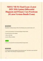 NR511 Final Exam&NewLine;NR 511 Differential Diagnosis&NewLine;Primary Care Practicum NR511&NewLine;NR511 Exam Review 