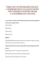 NR565 ADVANCED PHARMACOLOGY&NewLine;COMPREHENSIVE EXAM QUESTIONS&NewLine;AND VERIFIED ANSWERS &vert;GRADE&NewLine;A&plus;&vert;CHAMBERLAIN COLLEGE