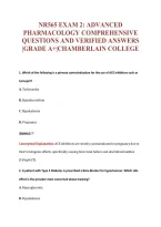 NR565 EXAM 2&colon; ADVANCED&NewLine;PHARMACOLOGY COMPREHENSIVE&NewLine;QUESTIONS AND VERIFIED ANSWERS&NewLine;&vert;GRADE A&plus;&vert;CHAMBERLAIN COLLEGE