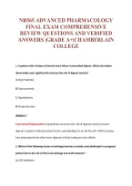 NR565 ADVANCED PHARMACOLOGY&NewLine;FINAL EXAM COMPREHENSIVE&NewLine;REVIEW QUESTIONS AND VERIFIED&NewLine;ANSWERS &vert;GRADE A&plus;&vert;CHAMBERLAIN&NewLine;COLLEGE