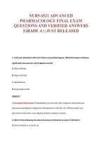 NURS 6521 ADVANCED&NewLine;PHARMACOLOGY FINAL EXAM&NewLine;QUESTIONS AND VERIFIED ANSWERS&NewLine;&vert;GRADE A&plus;&vert; JUST RELEASED