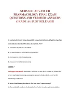 NURS 6521 ADVANCED&NewLine;PHARMACOLOGY FINAL EXAM&NewLine;QUESTIONS AND VERIFIED ANSWERS&NewLine;&vert;GRADE A&plus;&vert; JUST RELEASED
