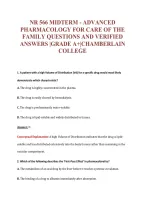 NR 566 MIDTERM - ADVANCED&NewLine;PHARMACOLOGY FOR CARE OF THE&NewLine;FAMILY QUESTIONS AND VERIFIED&NewLine;ANSWERS &vert;GRADE A&plus;&vert;CHAMBERLAIN&NewLine;COLLEGE