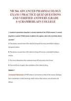 NR 566 ADVANCED PHARMACOLOGY&NewLine;EXAM 1 PRACTICE QUIZ QUESTIONS&NewLine;AND VERIFIED ANSWERS &vert;GRADE&NewLine;A&plus;&vert;CHAMBERLAIN COLLEGE