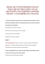 NR 566 ADVANCED PHARMACOLOGY&NewLine;FOR CARE OF THE FAMILY EXAM&NewLine;QUESTIONS AND VERIFIED ANSWERS&NewLine;&vert;GRADE A&plus;&vert;CHAMBERLAIN COLLEGE