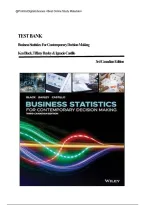 Test Bank for Business Statistics&colon; For Contemporary Decision Making&comma; 3rd Canadian Edition by Ken Black&comma; Tiffany Bayley&comma; and Ignacio Castillo &ndash; Complete Exam Questions & Answer Key