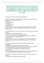 Rasmussen Mental Health Final Exam Latest Real Exam All 75 Questions and Correct Answers A Grade Actual Exam 2026&sol;2027 &vert; Complete Exam-Style Questions with Detailed Rationales &vert; 100&percnt; Verified &vert; Pass Guaranteed &ndash; A&plus; Graded