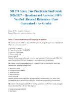NR 574 Acute Care Practicum Final Guide 2026&sol;2027 &ndash; Questions and Answers &vert; 100&percnt; Verified &vert; Detailed Rationales &ndash; Pass Guaranteed &ndash; A&plus; Graded&NewLine;