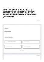 NUR 164 EXAM 1 2026&sol;2027 &vert; CONCEPTS OF NURSING I STUDY GUIDE&comma; EXAM REVIEW & PRACTICE QUESTIONS