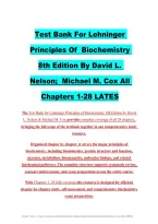 Test Bank For Lehninger &NewLine;Principles Of  Biochemistry &NewLine;8th Edition By David L&period; &NewLine;Nelson&semi;  Michael M&period; Cox All &NewLine;Chapters 1-28 LATES 