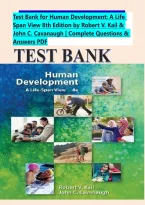Test Bank for Human Development&colon; A Life &NewLine;Span View 8th Edition by Robert V&period; Kail & &NewLine;John C&period; Cavanaugh &vert; Complete Questions & &NewLine;Answers PDF 