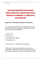NCCAOM BIOMEDICINE BOARD &NewLine;EXAM PRACTICE QUESTIONS WITH &NewLine;VERIFIED ANSWERS & COMPLETE &NewLine;RATIONALES 