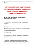 OCTOBER MIDTERM&colon; ANATOMY AND &NewLine;PHYSIOLOGY 2026&sol;2027 QUESTIONS &NewLine;WITH VERIFIED ANSWERS & &NewLine;COMPLETE RATIONALES 