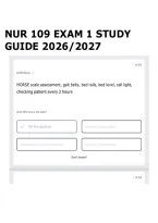 NUR 109 EXAM 1 STUDY GUIDE 2026&sol;2027