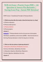 NUR 210 Exam 1 Practice Exam &lpar;PDF&rpar; &vert; 100 &NewLine;Questions & Answers Plus Rationales &vert; &NewLine;Nursing Exam Prep &vert; Instant PDF Download