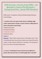 NUR 265 Exam 1 Practice Exam &lpar;PDF&rpar; &vert; 100 &NewLine;Questions & Answers Plus Rationales &vert; &NewLine;Nursing Exam Prep &vert; Instant PDF Download