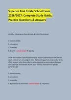 Superior Real Estate School Exam &NewLine;2026&sol;2027&colon; Complete Study Guide&comma; Practice Questions & Answers &NewLine;  &NewLine;