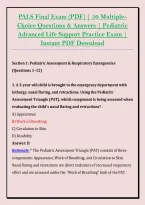 PALS Final Exam &lpar;PDF&rpar; &vert; 50 Multiple&NewLine;Choice Questions & Answers &vert; Pediatric &NewLine;Advanced Life Support Practice Exam &vert; &NewLine;Instant PDF Download 