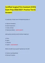 Certified Surgical First Assistant &lpar;CSFA&rpar; &NewLine;Exam Prep 2026&sol;2027&colon; Practice Test & Answers &NewLine; &NewLine;
