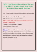 WGU C202 Managing Human Capital Practice &NewLine;Exam &lpar;PDF&rpar; &vert; 100 Questions & Answers Plus &NewLine;Rationales &vert; Instant PDF Download