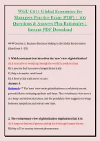 WGU C211 Global Economics for &NewLine;Managers Practice Exam &lpar;PDF&rpar; &vert; 100 &NewLine;Questions & Answers Plus Rationales &vert; &NewLine;Instant PDF Download