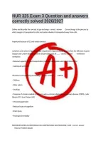 NUR 325 Exam 3 Question and answers correctly solved 2026&sol;2027