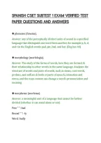 SPANISH CSET SUBTEST 1 EXAM VERIFIED TEST&NewLine;PAPER QUESTIONS AND ANSWERS