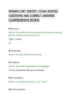 SPANISH CSET SUBTEST 1 EXAM UPDATED&NewLine;QUESTIONS AND CORRECT ANSWERS&NewLine;COMPREHENSIVE REVIEW