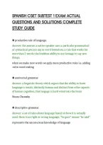 SPANISH CSET SUBTEST 1 EXAM ACTUAL&NewLine;QUESTIONS AND SOLUTIONS COMPLETE&NewLine;STUDY GUIDE
