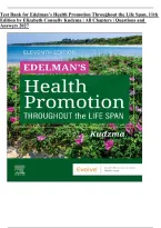Test Bank for Edelman&rsquo;s Health Promotion Throughout the Life Span&comma; 11th Edition by Elizabeth Connelly Kudzma &vert; All Chapters 1&ndash;25 &vert; Questions & Answers 2027&NewLine;