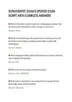 SONOGRAPHY EXAM B UPDATED EXAM&NewLine;SCRIPT WITH COMPLETE ANSWERS&NewLine;