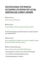 SOLUTION MANUAL FOR FINANCIAL&NewLine;ACCOUNTING 12TH EDITION TEST ACTUAL&NewLine;QUESTIONS AND CORRECT ANSWERS