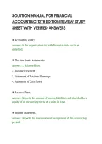 SOLUTION MANUAL FOR FINANCIAL&NewLine;ACCOUNTING 12TH EDITION REVIEW STUDY&NewLine;SHEET WITH VERIFIED ANSWERS