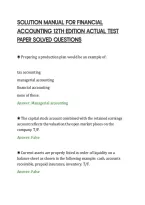 SOLUTION MANUAL FOR FINANCIAL&NewLine;ACCOUNTING 12TH EDITION ACTUAL TEST&NewLine;PAPER SOLVED QUESTIONS&NewLine;